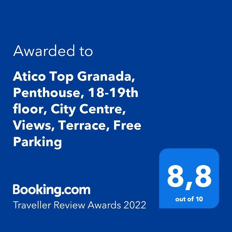 Atico Top Granada, Penthouse, 18-19Th Floor, City Centre, Views, Terrace, Free Parking 0*, Granada